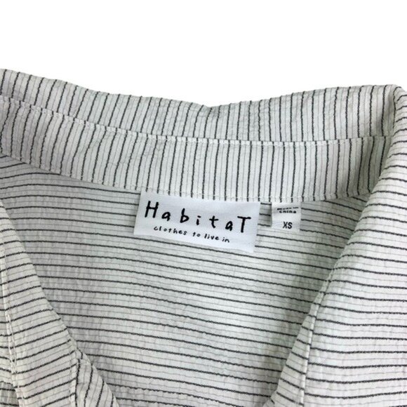 Habitat White Pinstripe Textured Button Down Long Sleeve Shirt - Picture 3 of 5
